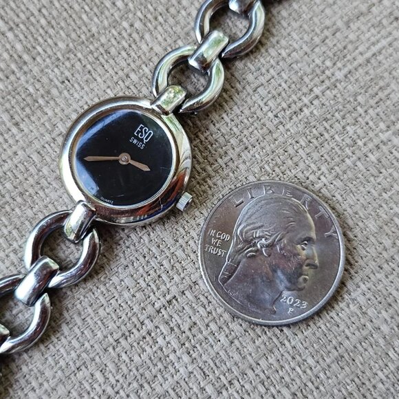 ESQ by Movado Swiss Women Wristwatch Black Face Silver Tone Analog Watch - Picture 15 of 15